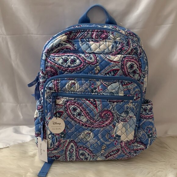 VERA BRADLEY X DISNEY Cinderella Paisley XL Campus Backpack in Blue - Picture 1 of 9